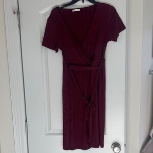 Burgundy Wrap Dress/maternity dress